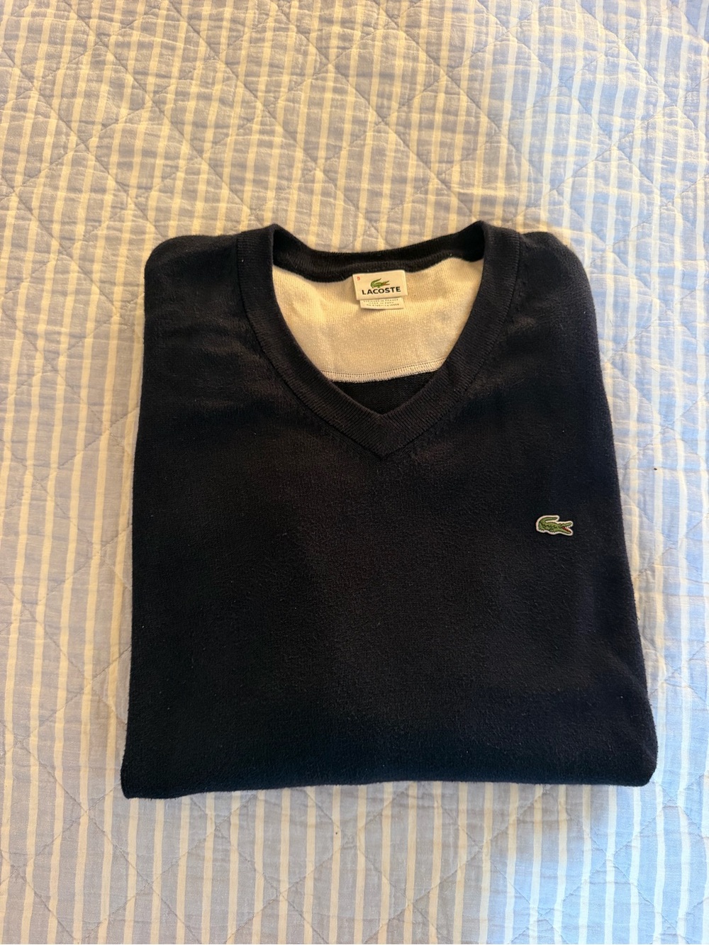 Men’s 4XL Navy Blue Lacoste V-Neck Sweater long sleeve